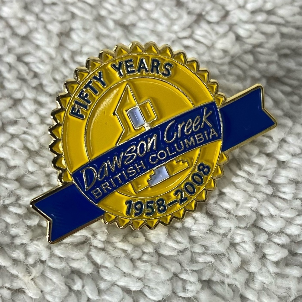 5/$35 Vintage Dawson Creek British Columbia 50 Years Commemorative Souvenir Pin